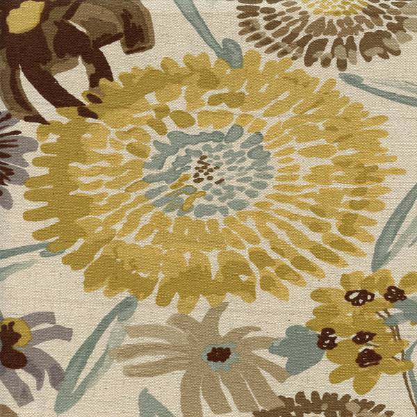 Vivian Mineral Natural Gray Green Floral Drapery Fabric 46905