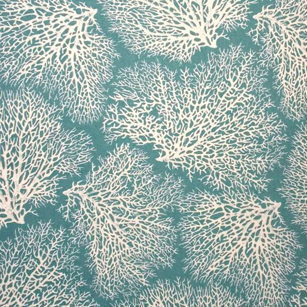 Ariel Ocean Blue Coral Reef Cotton Print Drapery Fabric by Magnolia 49250
