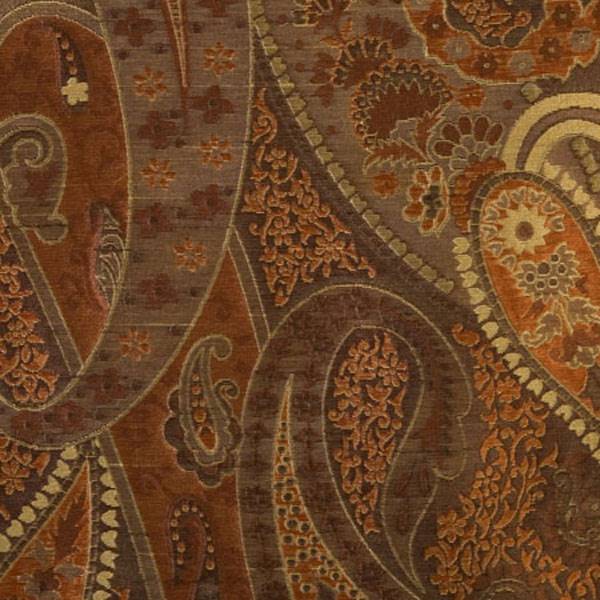 Vanderbilt Sienna Rust Paisley Floral Faux Silk Fabric 52243