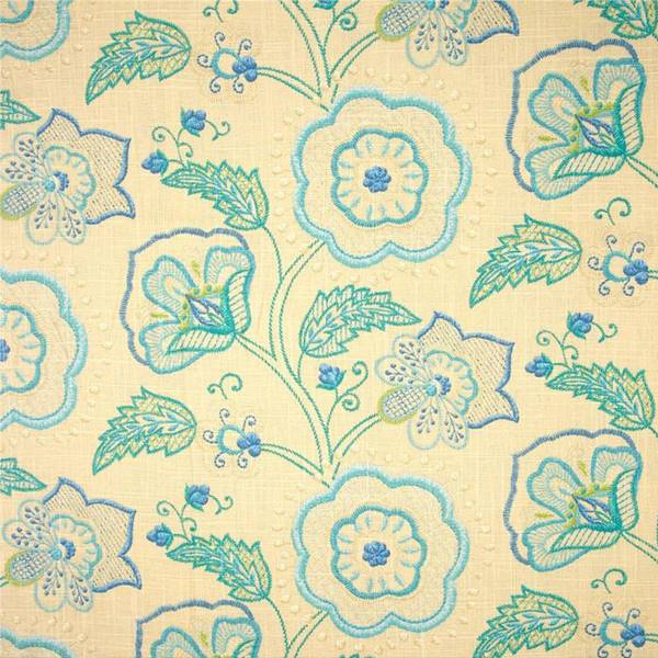 Cimmaron Cobalt Blue Floral Drapery Fabric by Richloom 52479