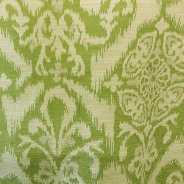 M9855 Lime Green Geometric Ikat Design Chenille Upholstery Fabric by