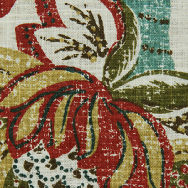 Spring Mix Poppy Red Floral Drapery Fabric by Robert Allen 53899