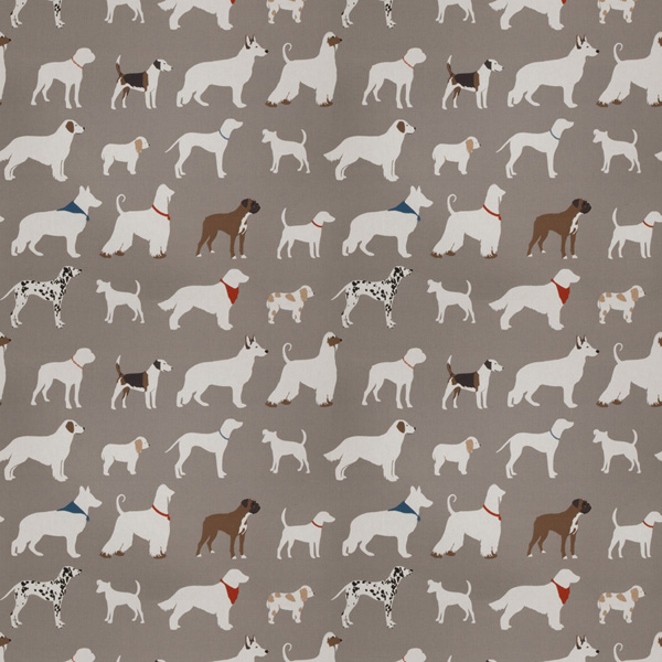Dogs Gray 03442 Cotton Dog Print Drapery Fabric Swatch 53948Swatch