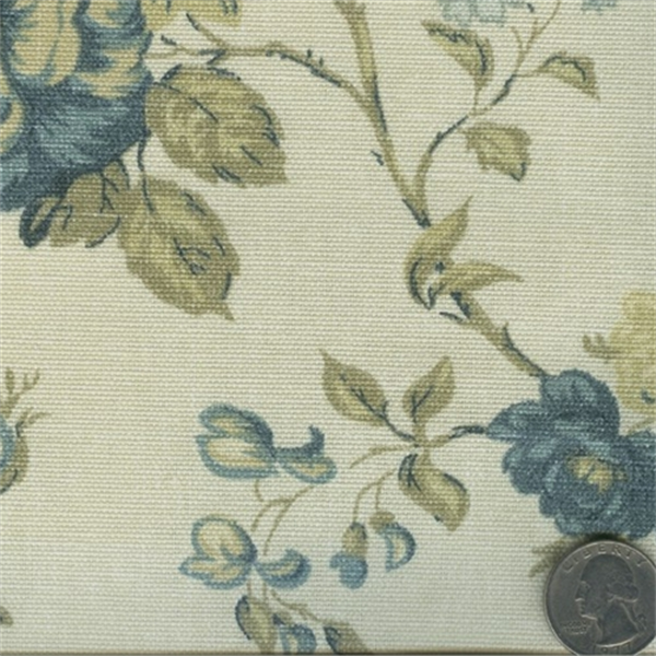 Coventry Hill Chambray 672943 Blue Floral Fabric by Waverly 54115