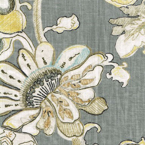 Grey Floral Fabric Floral Printed Fabric