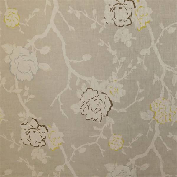 Vintage Rose Grey Floral Linen Drapery Fabric 57249