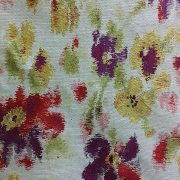 Dorsay Confetti Red Woven Ikat Floral Upholstery Fabric 57461