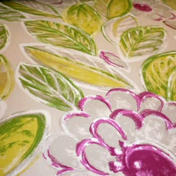 Back In The Day Tropical Purple Floral Cotton Drapery Fabric by PK