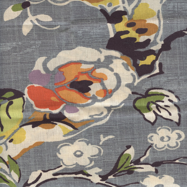 Allora Slate Floral Drapery Linen by Braemore Fabrics Buyfabrics.com