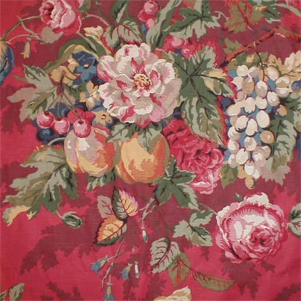 2 Yard Piece Queensland Crimson Cotton Floral Drapery Fabric RF61622