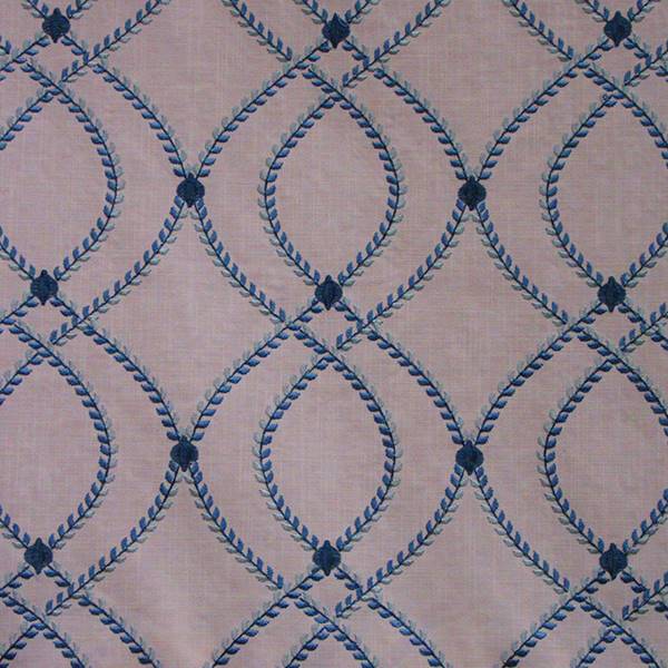 Lumi Embroidery Marine Blue Drapery Fabric by Swavelle Fabrics