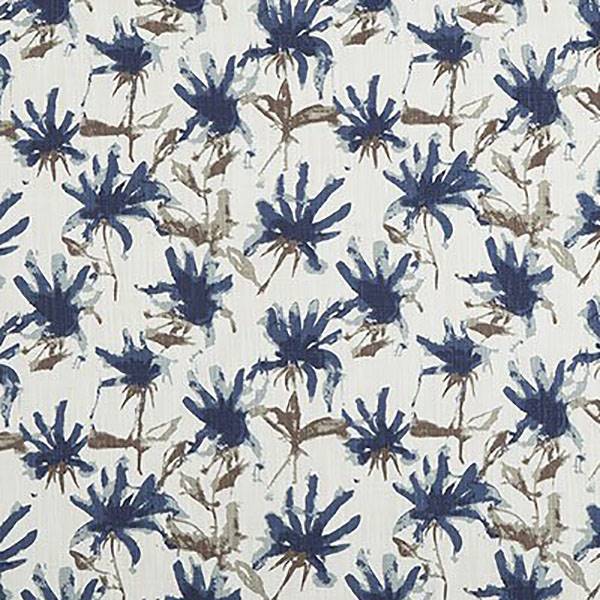 Kendal Regal Blue Slub Canvas Printed Drapery Fabric by Premier Print Fabrics 30 Yard Bolt