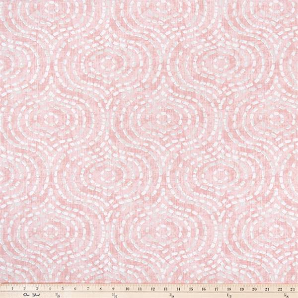 Denver Blush Blush / Slub Canvas Pink Ogee Cotton Drapery Fabric by