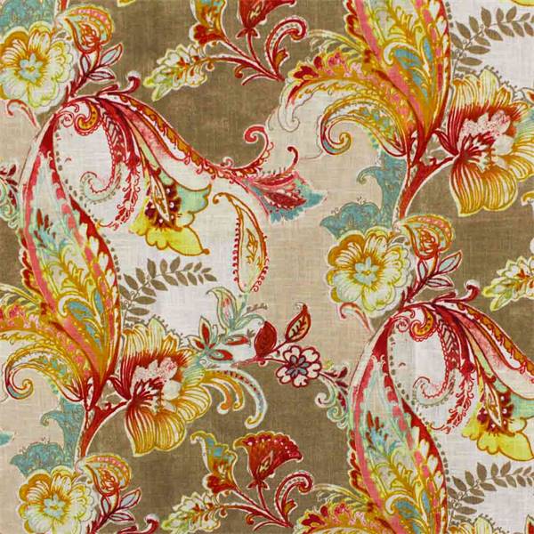 Lucia Red Beige Drapery Fabric 117LUCRED