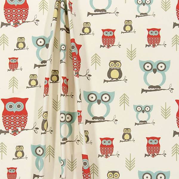 Hooty Formica Red Macon Drapery Fabric by Premier Prints - 30 Yard Bolt 114HOOTYFO-bolt